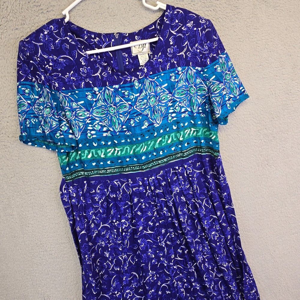 Vintage DJI Jumpsuit Womens 10 Blue Grandmacore Relaxed Flowy Resort Grannycore‎